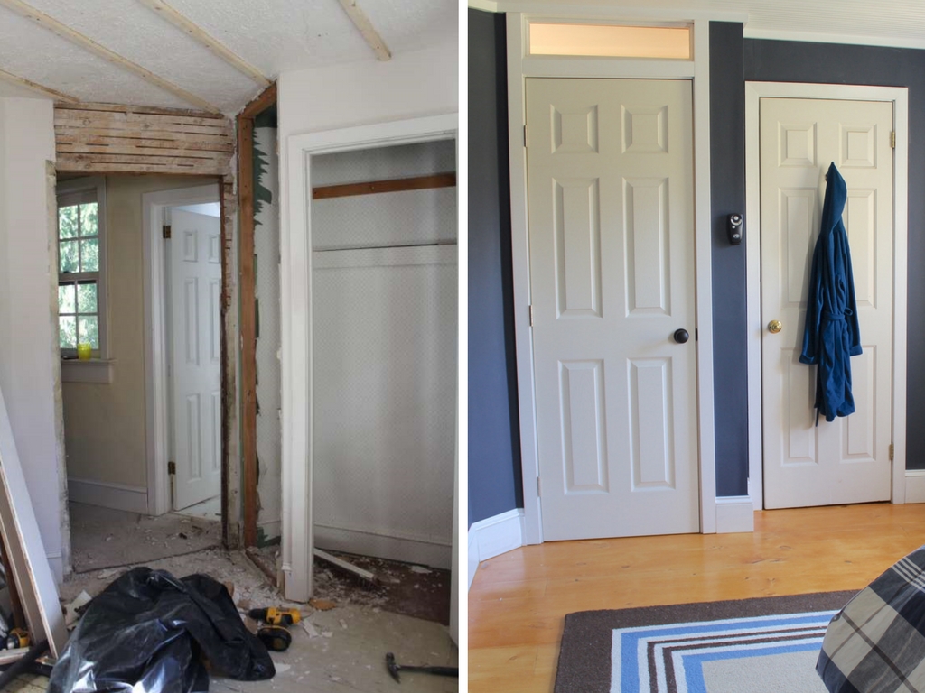 Stop by to see all the progress we made for our farmhouse fixer upper! navy bedroom hallway