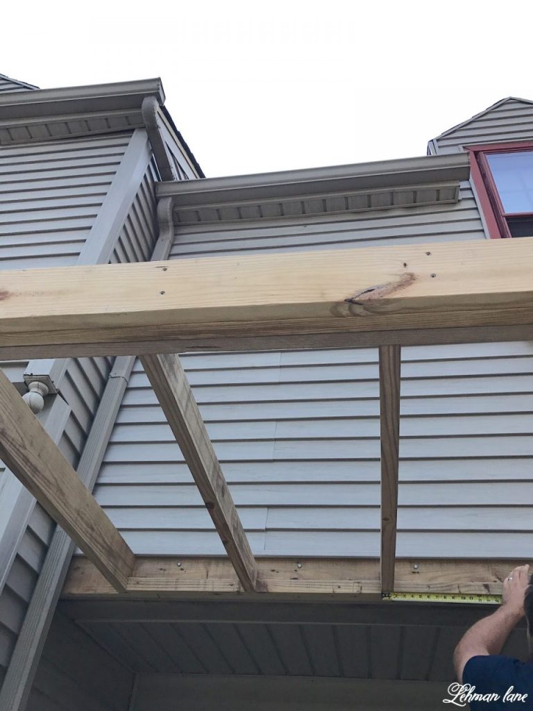 front porch pergola for our farmhouse - pressure treated boards