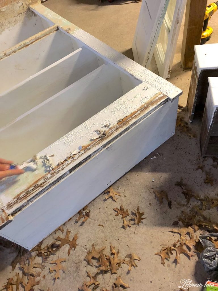 Refinishing a Stepback Cupboard - scraping the paint off