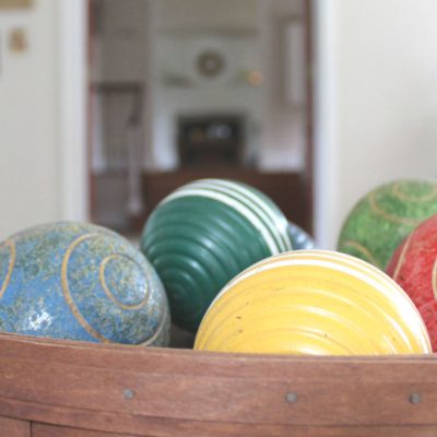 farmhouse summer tour family room croquet balls