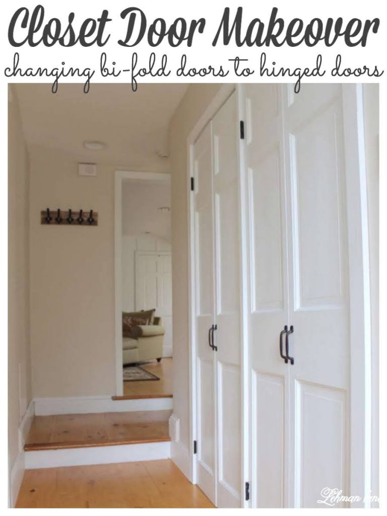 We gave our old bi-fold doors a makeover and changed them into hinged doors! #closetdoors #closet https://lehmanlane.net