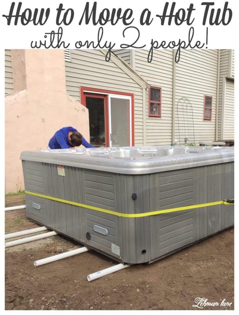 We moved our 700 lb hot tub with just 2 People & didn't even break a sweat! Our system for how to move a hot tub on PVC can be done across grass, stone, brick & asphalt. Stop by to see how we did it. #backyardideas #howtomoveahotub #movingahottub #hottub https://lehmanlane.net