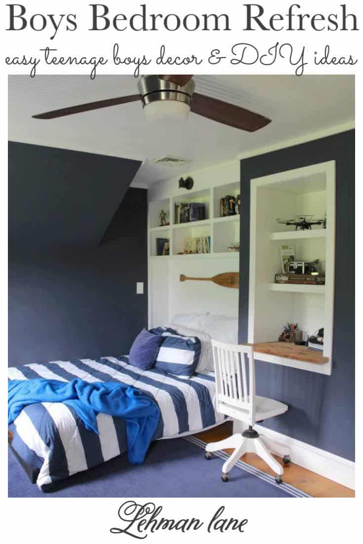 Easy DIY Teenage Boys Bedroom Refresh with Queen Size Bed & Built in ...