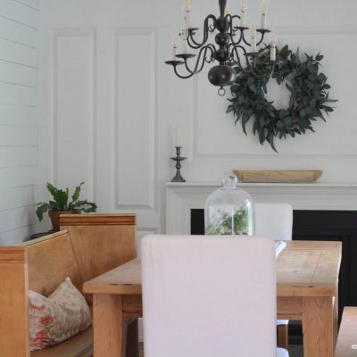 Our farmhouse dining room is now brighter, bigger & blends seamlessly with our newly remodeled kitchen! Sharing all the DIY & decorating details of our new space #farmhousestyle #farmhousedining #dining http://lehmanlane.net