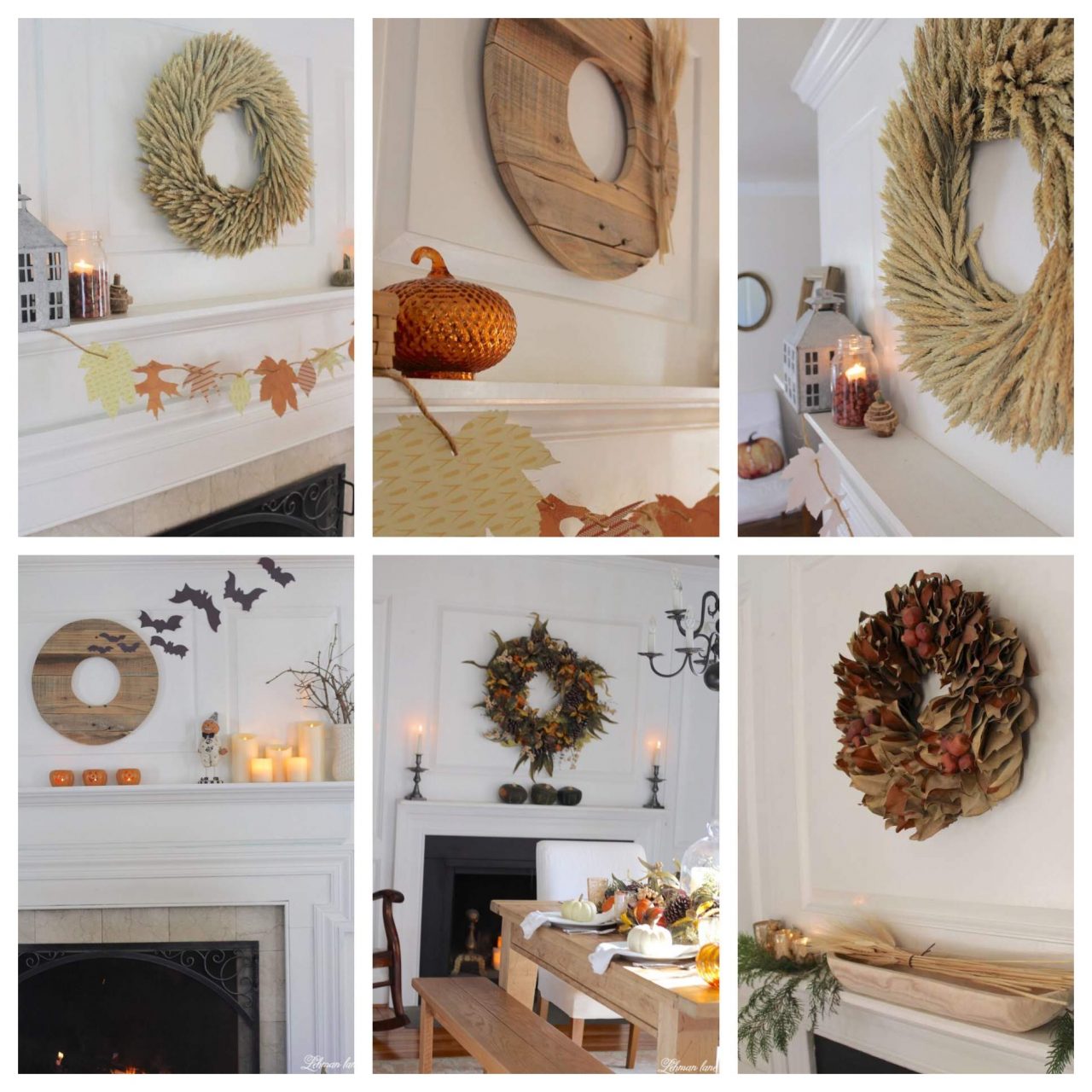 7 Fall Mantel Decor Ideas from our Farmhouse - I am sharing our fall fireplace along with a 6 of my favorite fall mantel decor ideas from the past! #fall 3fallfarmhouse #fallmantel https://lehmanlane.net