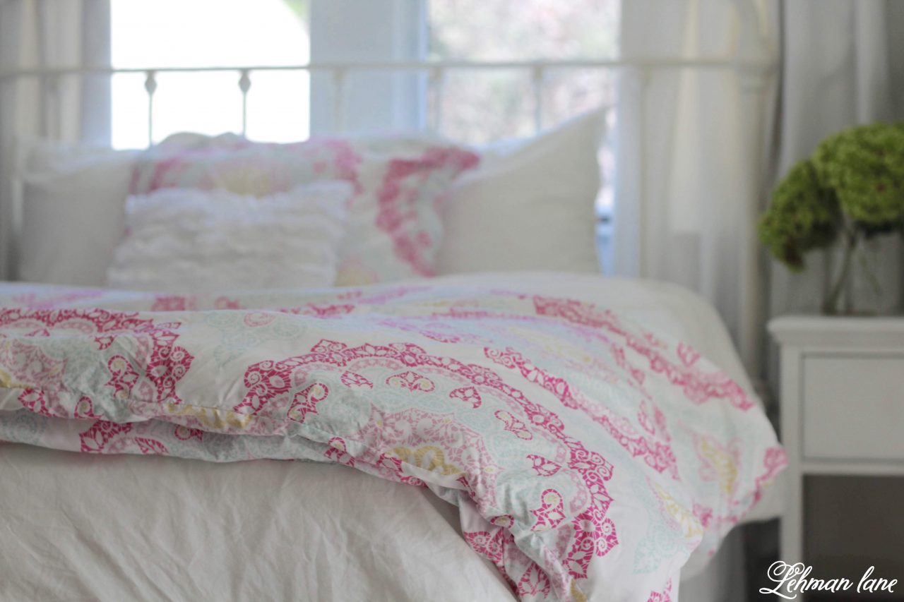 Girl's Bedroom Makeover - we painted her room, built a bookcase, added new carpet & transformed her furniture. #girlsbedroom #farmhousebedroom https://lehmanlane.net