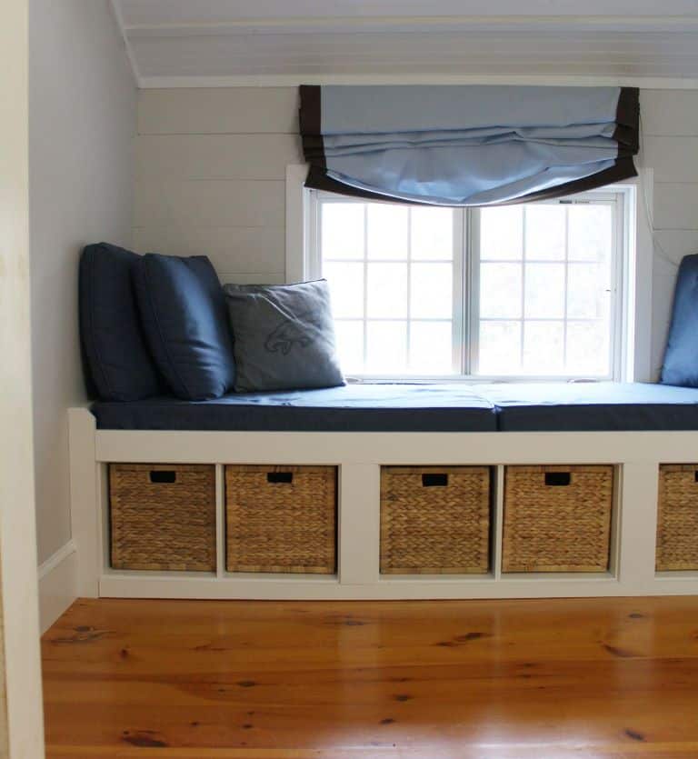 Sharing all our tips and tricks of how we made this easy and awesome DIY Window Seat using a Ikea Kallax Hack Bookshelf as a Bench with step by step pictures. We made the Kallax window seat large enough so it could double as a bed for overnight guests with bookcases underneath to provide extra storage.